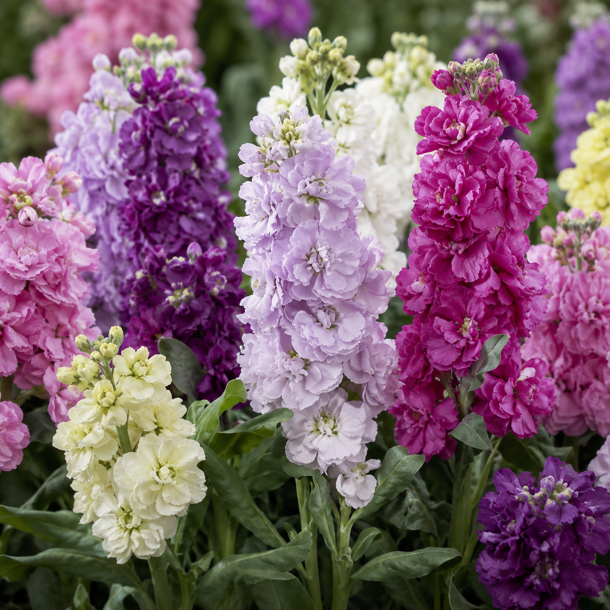 Matthiola Incana Stock Double Mixed Flower Seeds - Image 2