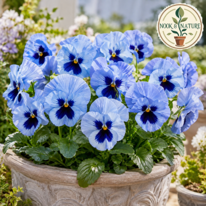 Pansy Celestial Sky Blue Blotch Flower Seeds
