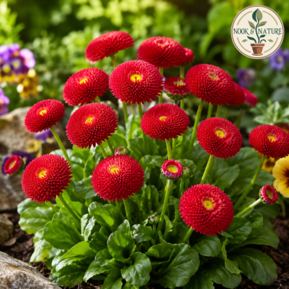 Daisy Red Bellis Perennis Flower Seeds - Nook & Nature