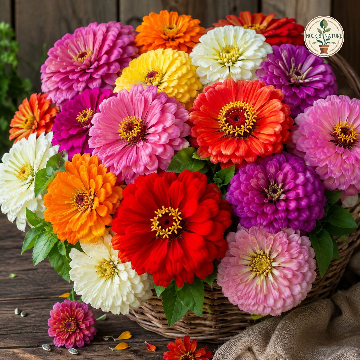 Giant Mixed Zinnia Elegans Flower Seeds - Nook & Nature