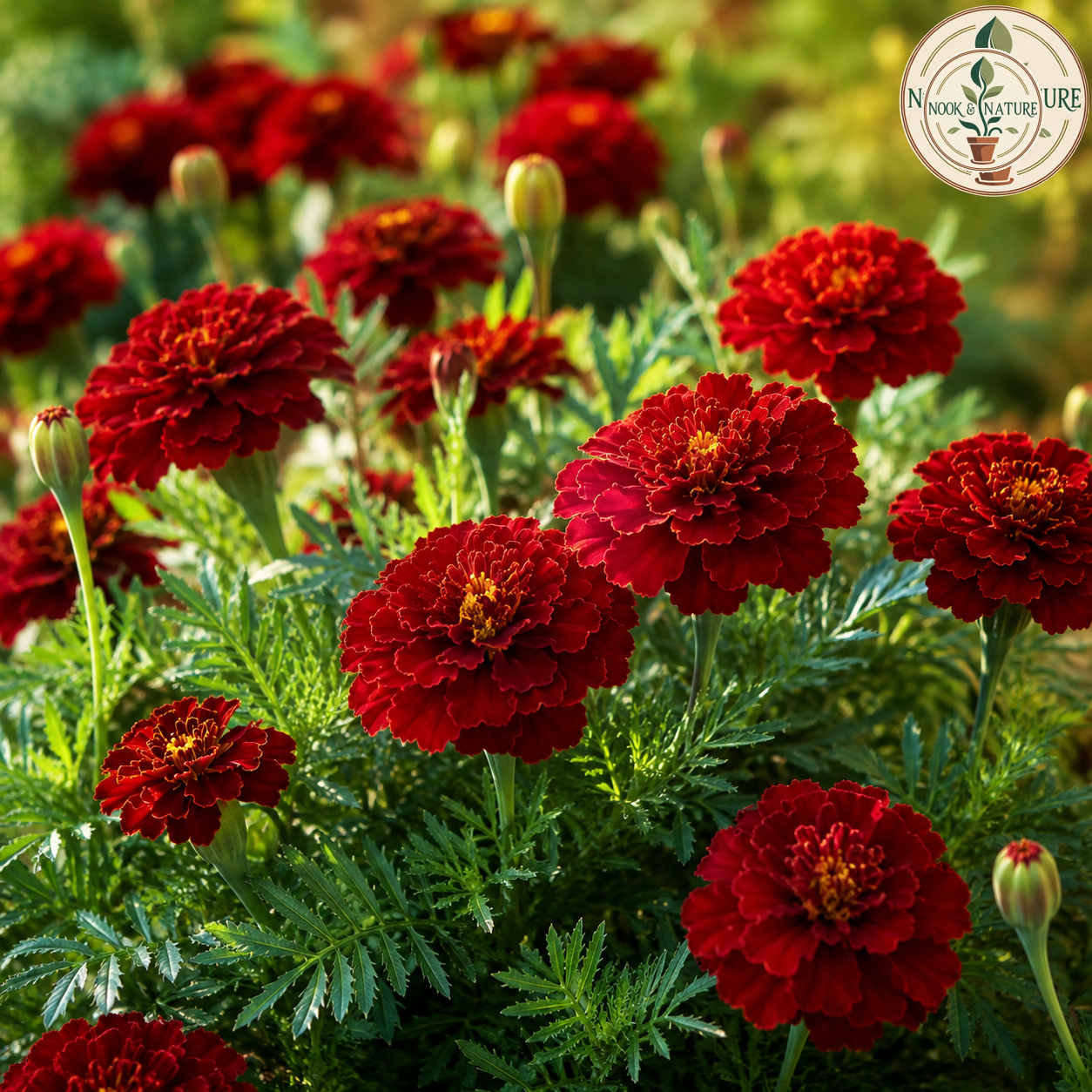 Marigold Double Red Cherry Flower Seeds - Nook & Nature