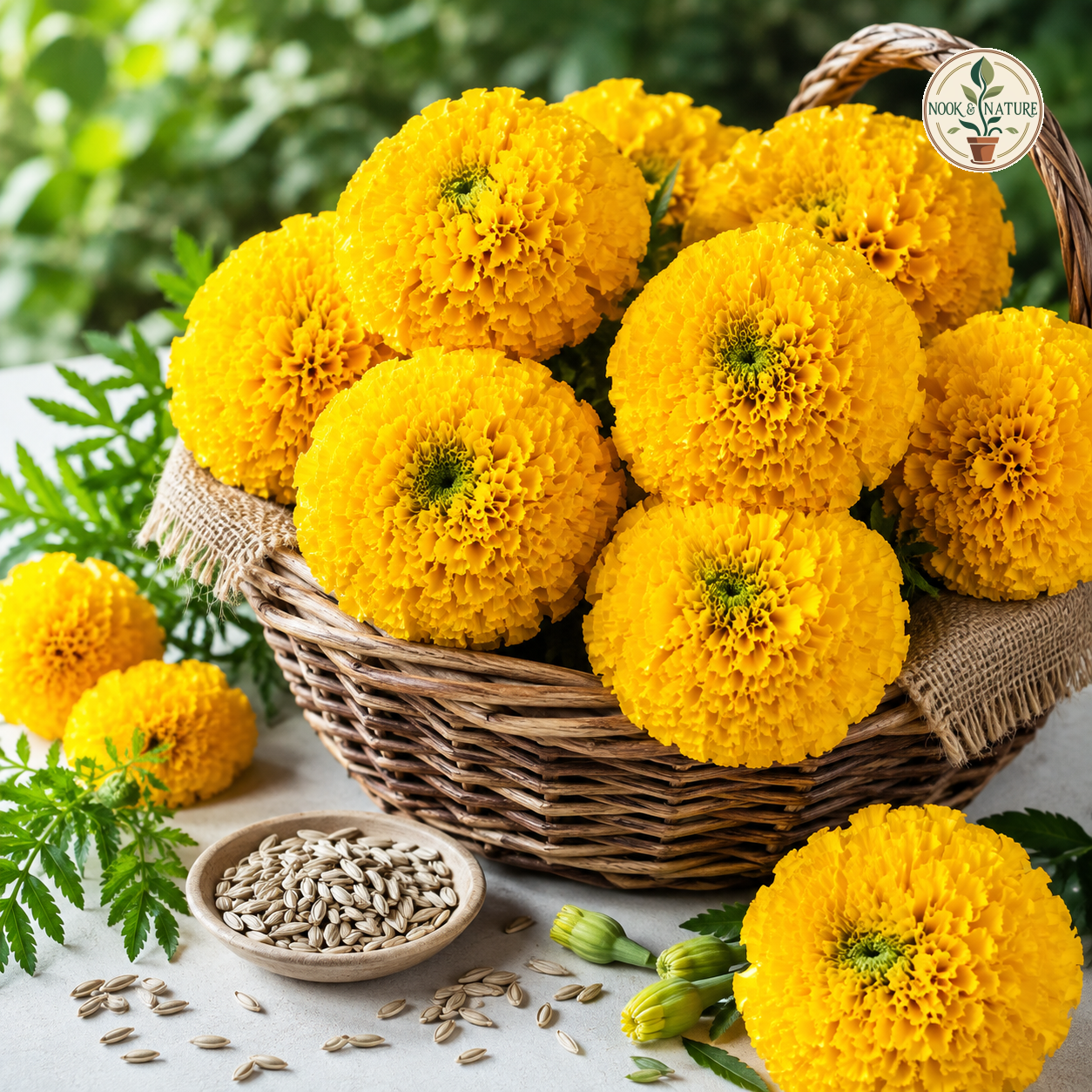 Marigold Inca Yellow Flower Seeds - Nook & Nature