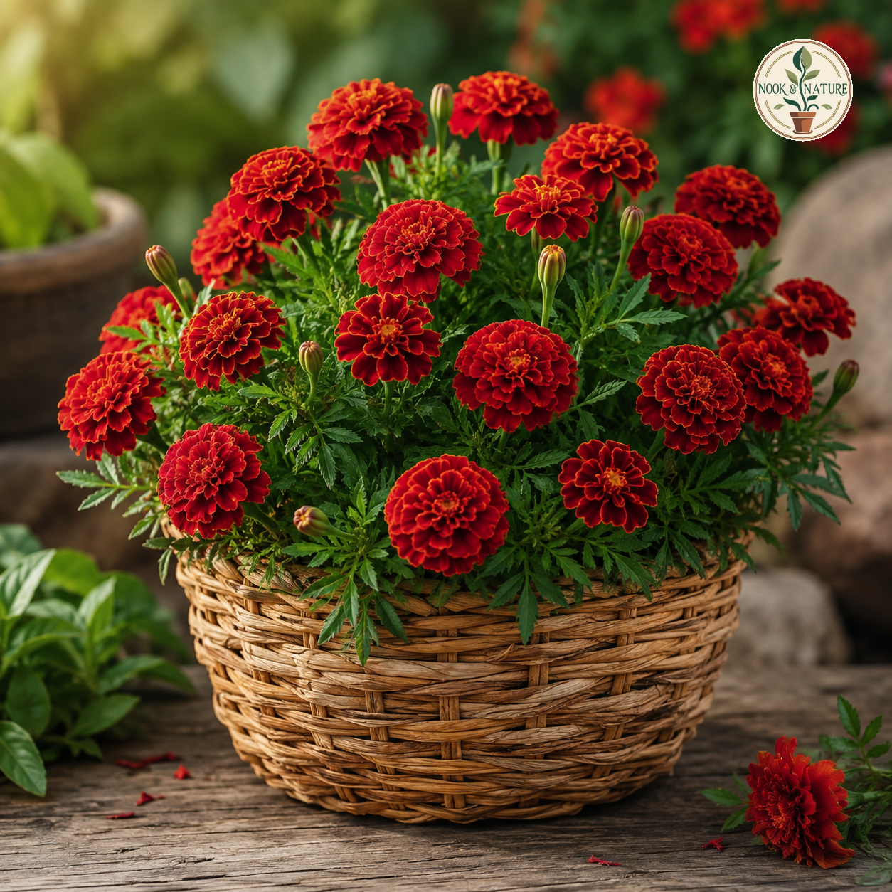 Marigold Nana Patula Red Flower Seeds - Nook & Nature
