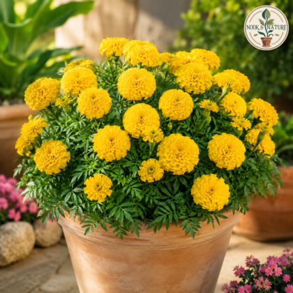 Marigold Nana Patula Yellow Flower Seeds - Nook & Nature