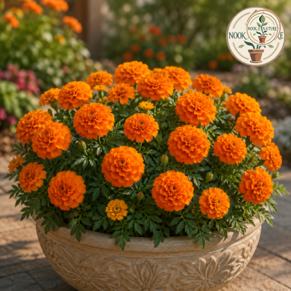 Marigold Orange Dwarf Double Flower Seeds - Nook & Nature
