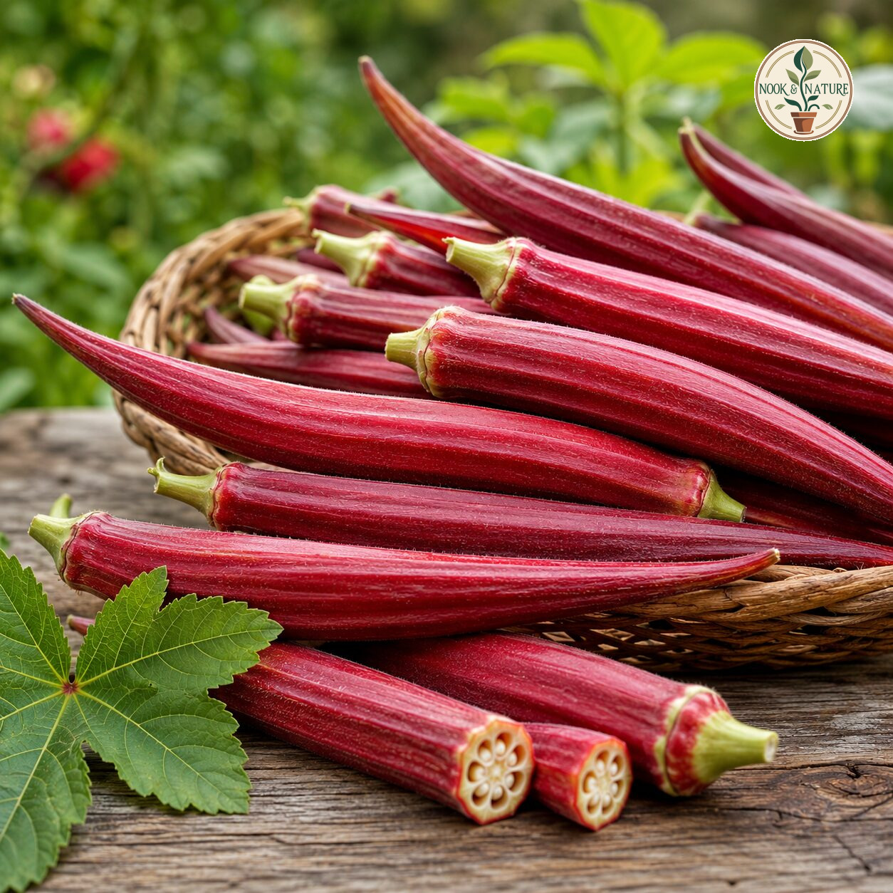 Okra Bhindi Scarlet Red Seeds - Nook & Nature