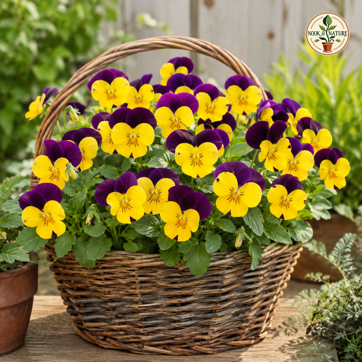 Pansy Yellow with Purple Wing Flower Seeds - Nook & Nature