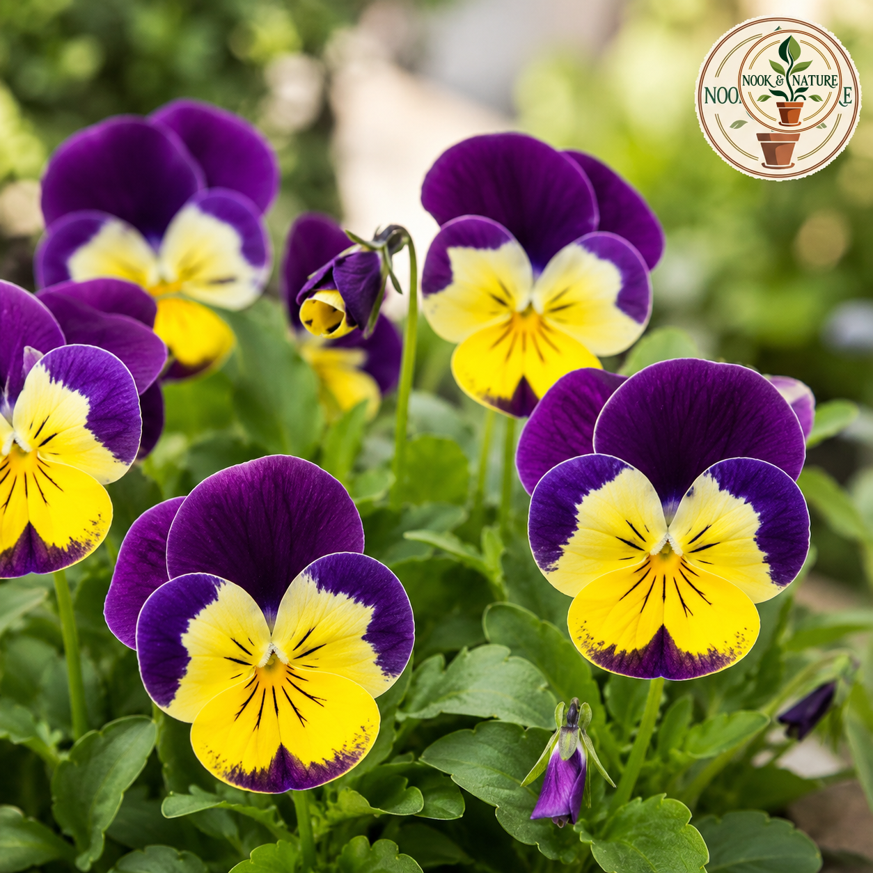 Pansy Yellow with Purple Wing Flower Seeds - Nook & Nature