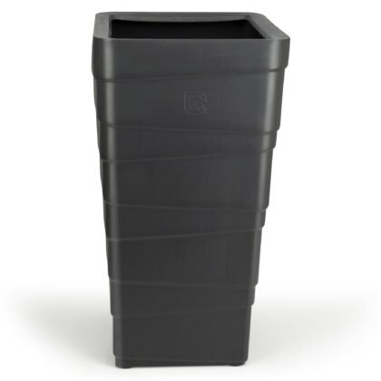 Tall gray rectangular planter with a subtle zigzag relief pattern on the sides.