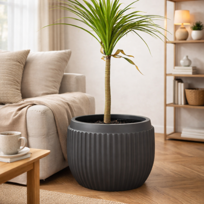 Orchid-D Fiberglass Round Planter – Grey